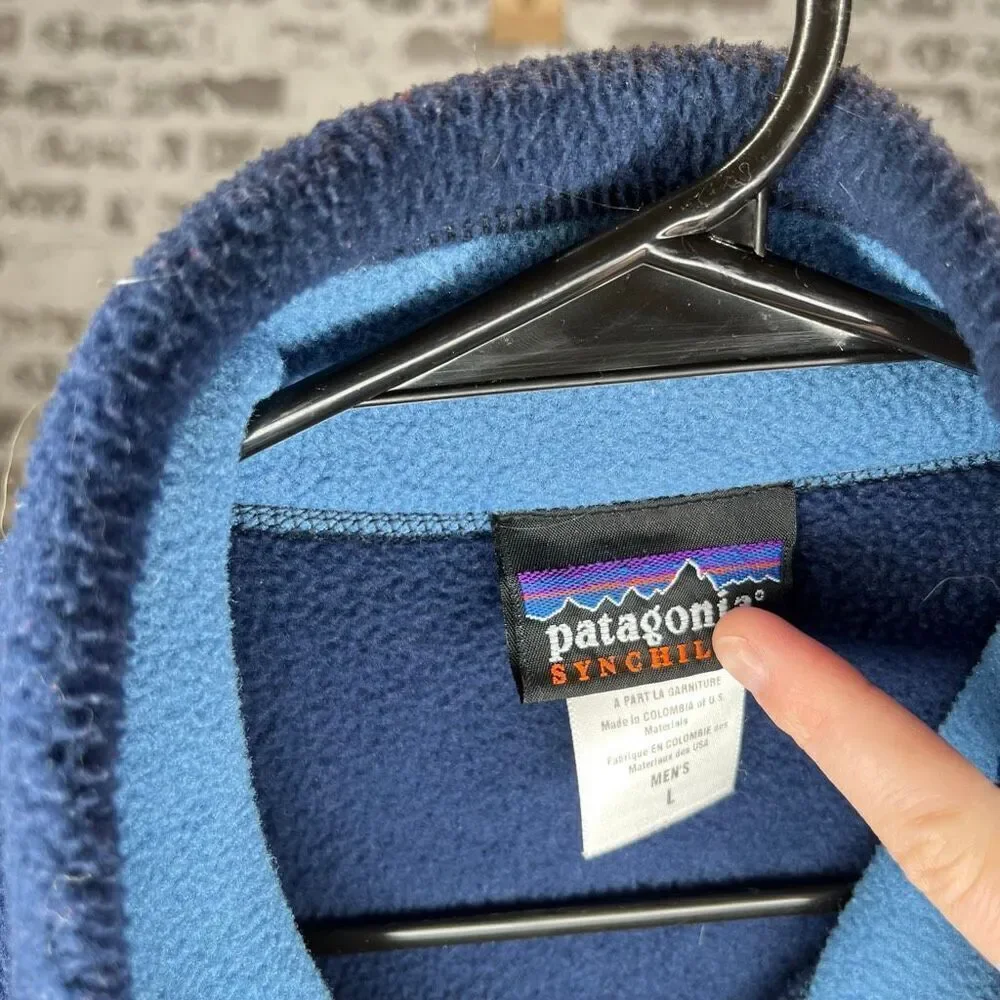 Patagonia | mens blue sherpa synchilla vest